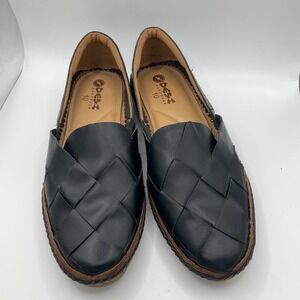 Desi Hangover 'Leo' Mens Woven Leather Mocassin Sz 10 Black Anti Slip